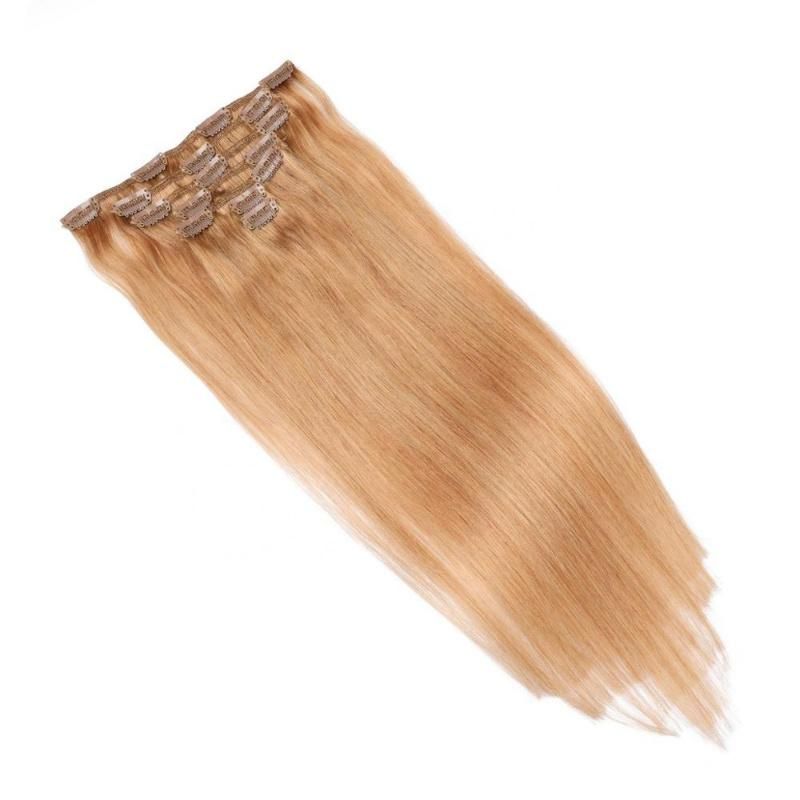 7PCS/Set 16 Clips Seamless Double Weft Virgin Human Clip in Remy Hair Extension #12