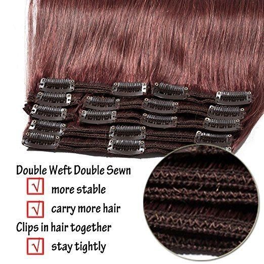 100% Human Hair Full Head 8PCS 100gram 18inch Clip in Hair Extension (AV-CH160-20-33)