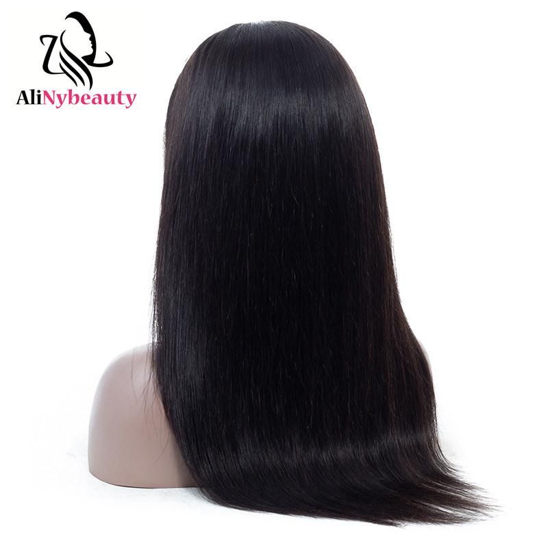 Alinybeauty 100% Virgin Natural Straight Human Hair Full Lace Wig