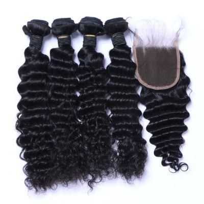 Kbeth New Fashion Can Be Dyed Washed Hot Styled Raw Malaysian Hair 100% Virgin Deep Wave Bundles with Closure 4*4 5*5 Lace Closure