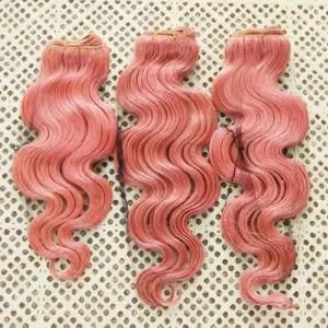 22&quot; Non-Remy Human Hair Weft Body Wave Hair #Pink