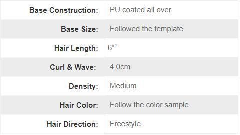 Durable Poly Coated Skin Base Remy Hair Toupee