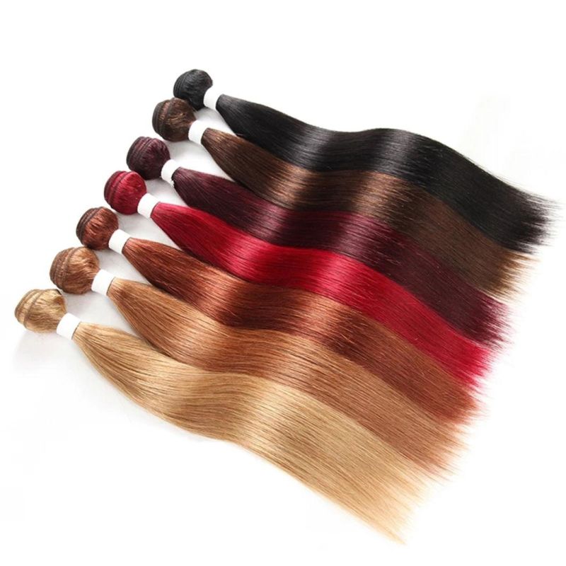 Brazilian Straight Hair Bundles Burgundy Red Blonde 27 Brown Color Remy Human Hair Weaving Bundles Extensions