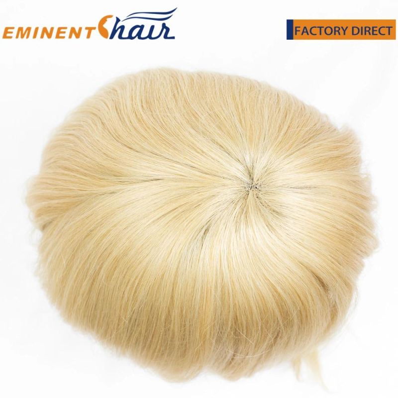 Women′s Toupee French Lace with Clear PU Hair Replacement 613 Blond Long Hair