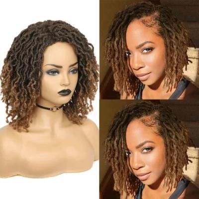 Short Soft Brown Synthetic Wigs Faux Loose Dreadlock Dreads Braiding Crochet Twist Fiber for Black Women Daily Hair Wig