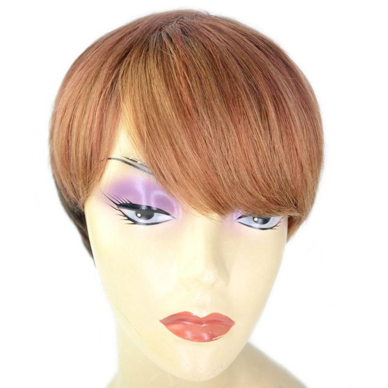 Angelbella Ombre Wigs Free Shipping $33 Straight Virgin Human Hair Wig with Bang Short Wigs for African American Wome