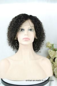 Natural Color High Quality 130% Density Human Full Lace Small Curly Hair Wig