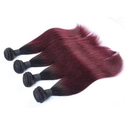 Kbeth Elastic Red Human Hair Weave for Women 100% Virgin Brazilian Hair China Factory Custom Accept 99j Long Straight Hair Bundle in Stock