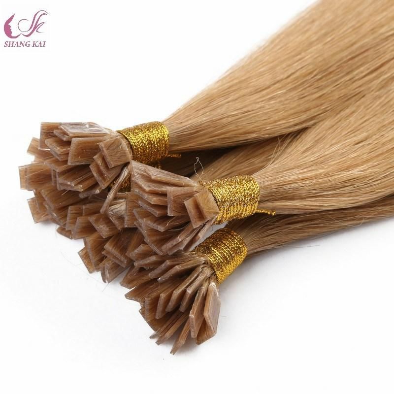 Double Drawn Blonde Dark Brown Virgin Remy European Flat Tip Hair Extension