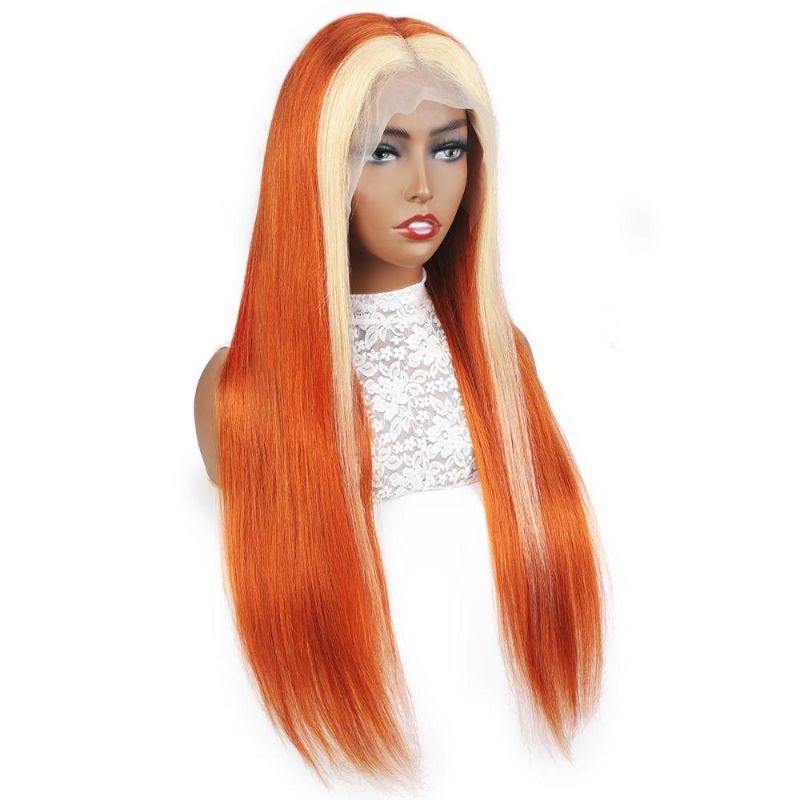 Cheap 13X4 Lace Front Silky Straight Human Hair Wig #Ginger613
