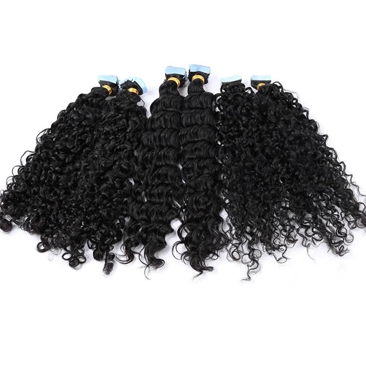 Wholesale Natural Wavy Raw Hair Curly Tape in Hair Extensions