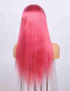 Brazilian 1b/Pink Straight Human Virgin Hair Wigs