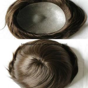 8&quot; Comfortable Real Hair Full PU V Injection Mens Toupee