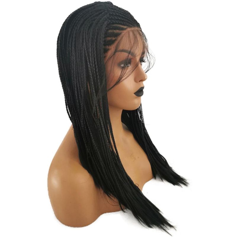 Black Color Hair Braided Box Braids Wigs High Temperature Fiber Hair Synthetic Lace Front Wig for Women Lace Wigs