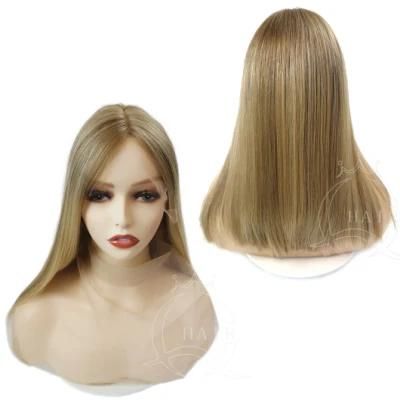 B16inch Blonde Color Best Quality Human Hair Made Lace Wigs Swiss HD Lace Front Top Wig for Lady with Beauty or Medical Use