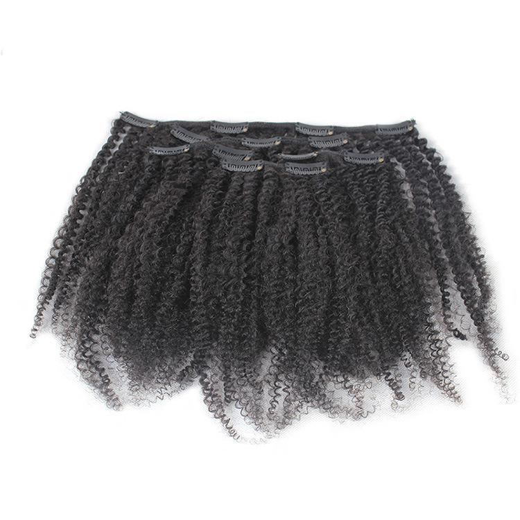Afro Kinky 4A Curly Remy Brazilian Virgin Hair Clip in Hair Extensions 8PCS/Set