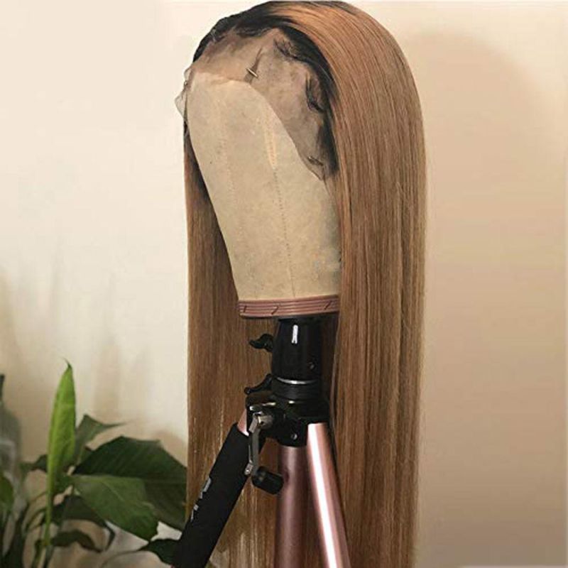 Straight Lace Front Human Hair Wigs Pre Plucked with Baby Hair Ombre Color Wig 1b/27