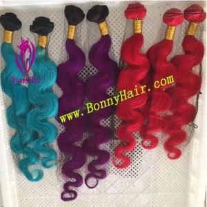 Ombre Two Tone Color Body Wave Human Hair Extension Weave