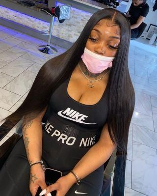 Alinybeauty Lace Front Human Hair Wigs Silky Straight Wavy Glueless Frontal Pre Plucked Brazilian Virgin 180 Density Wigs for Black Women