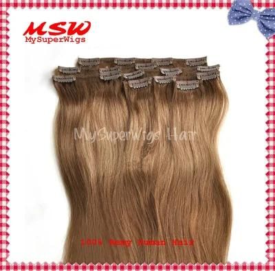 100% Top Real Human Hair Clip in Hair Extensions