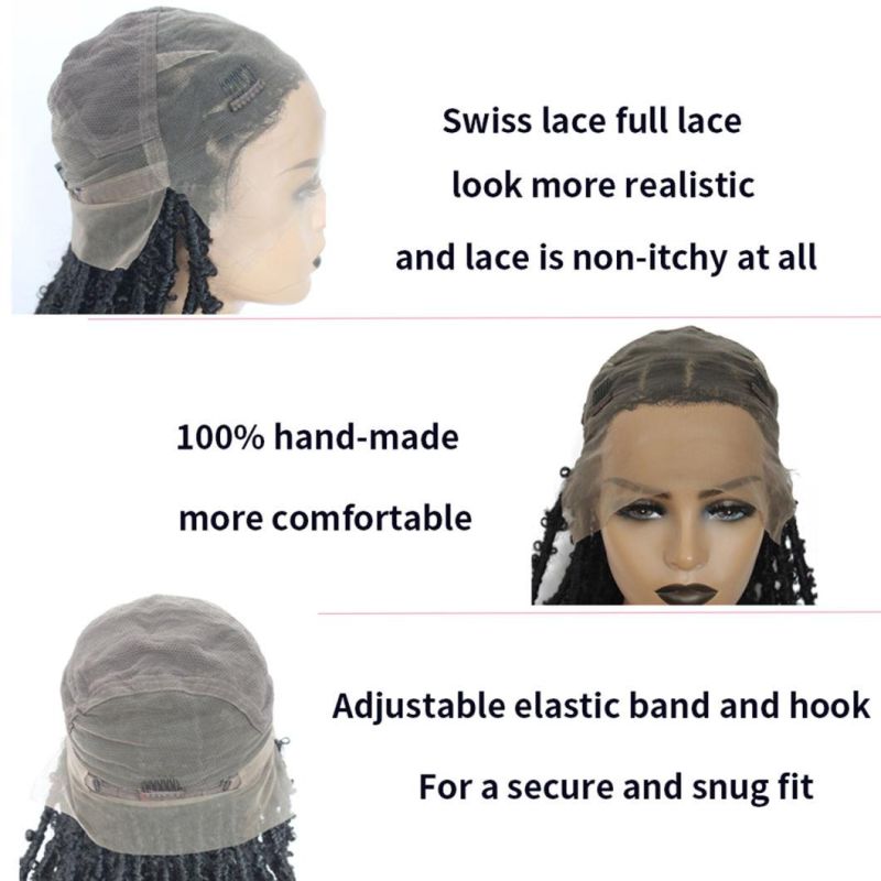 Full Lace Braided Wigs with Synthetic Distressed Messy Crochet Braid for Women Hand-Made Full Lace Frontal Wig