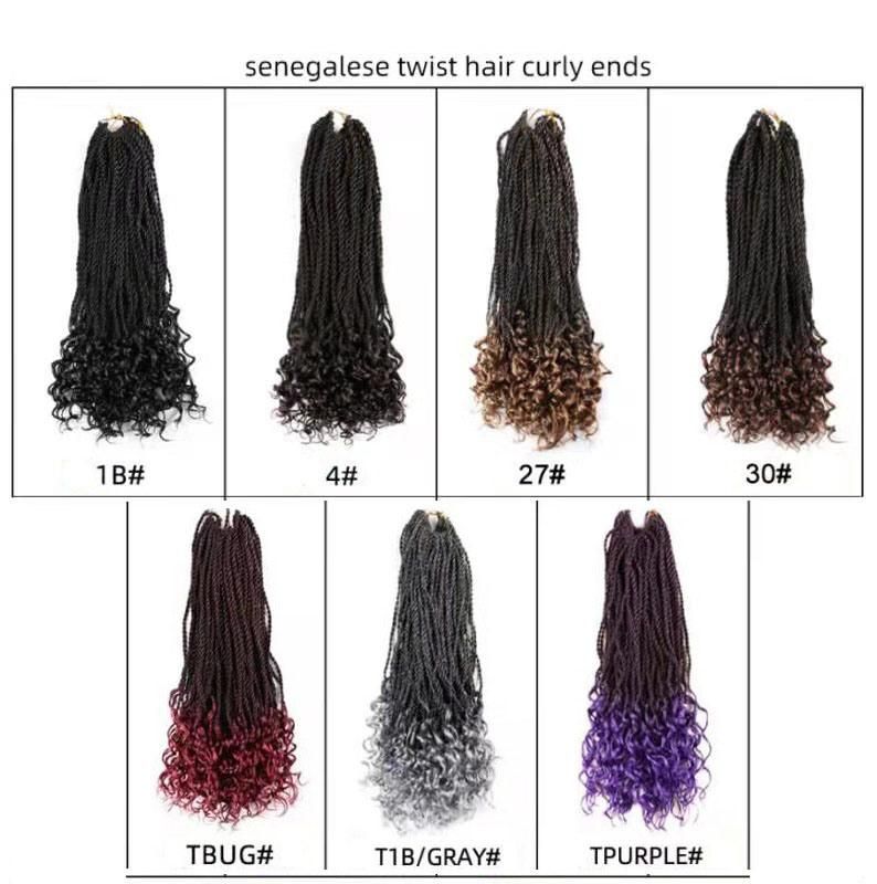 Chinese Dreadlocks Hair Extensions Senegalese Twist Crochet Braiding Hair with Curly Ends