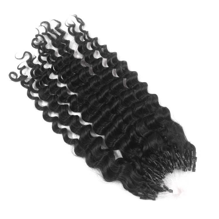 12A Indian Mink Cuticle Aligned Human Hair Jerry Curly Micro Ring Hair Extensions