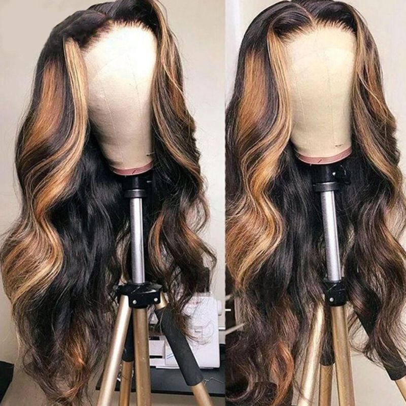 Ombre Body Wave Lace Front Wig T Part Lace Wig Human Hair Brazilian Lace Front 4X4 Human Hair Wigs for Black Women Remy 28 Inches