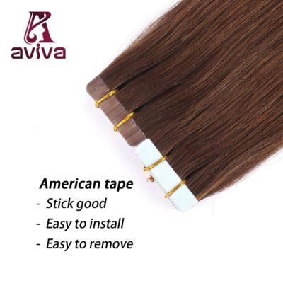 Aviva Hair Extension Tape in Human Hair Extension Virgin Hair Extension 16inch 4# PU Tape Hair Extension