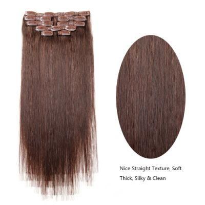Clip in Hair Extensions Human Hair Double Weft Brazilian Hair 18 Inch Platinum Blonde 7PCS 70g Set Silky Straight Top Grade