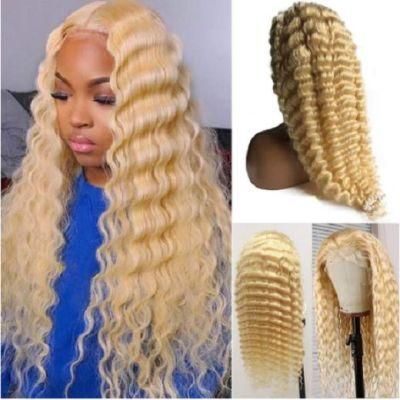 Beauty 613 Blond Brazilian Peruvian 13X4 Lace Virgin Unprocessed Human Hair Curly Lace Front Wig for Fashionable Women