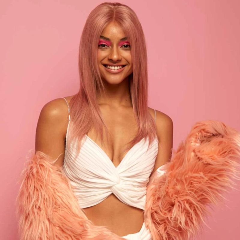 Straight Pink Wig Lace Front Human Hair Wigs for Women Human Hair Brazilian Remy 4X4 Closure Transparent Lace Wigs 20 Inches