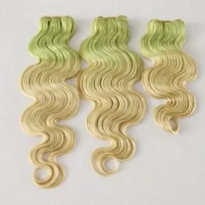 22&quot; Bw Hair Closure Non-Remy Human Hair Weft Green/#613 Blond Hair