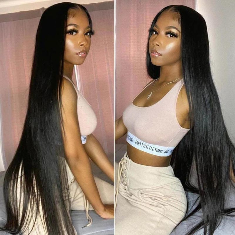 Long Straight Human Hair 13X4 Lace Front Wigs