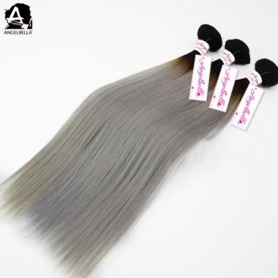 Angelbella High Quality Guaranted 1b# Grey Color Hair 100% Raw Mink Brazilian Virgin Human Hair Weaving
