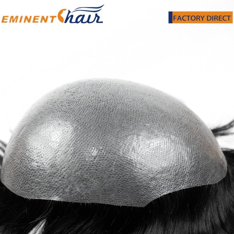 Indian Hair Toupee Natural Hairline Skin Men′s Hair Prosthesis