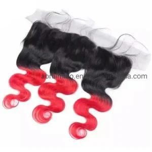 13*4 Top Lace Closure Frontal Body Wave Straight Ombre Remy Brazilian Human Hair