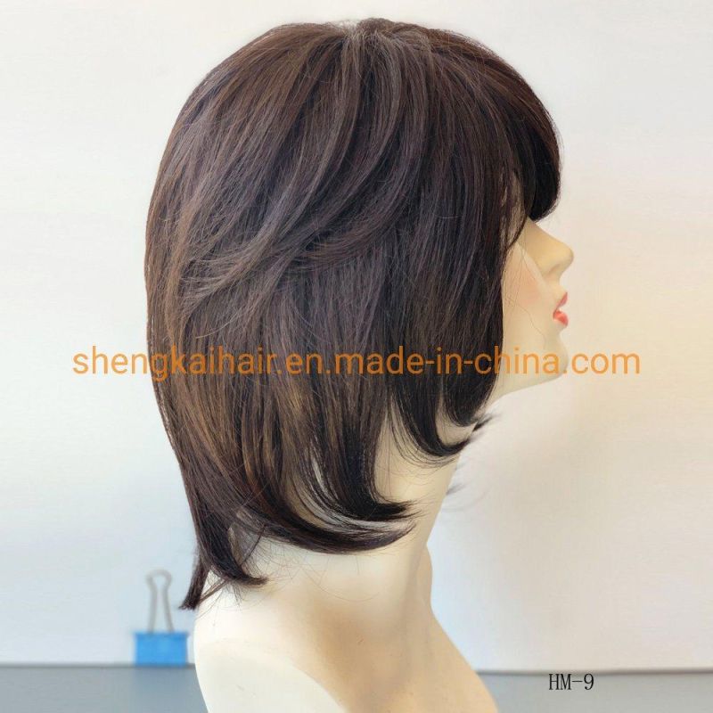 Wholesale Fashion Style Human Hair Synthetic Mix Full Handtied Hair Wig for Women
