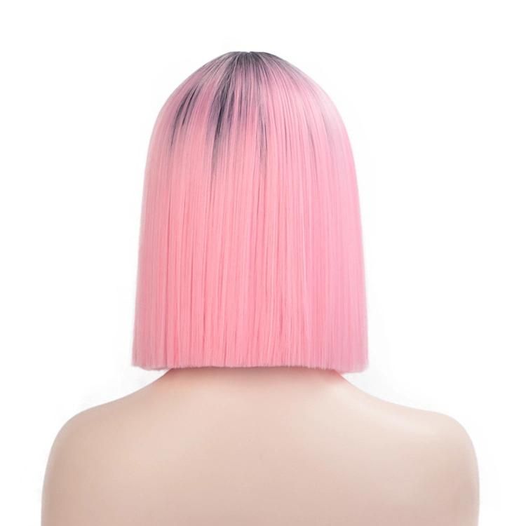 Wholesale Afro Short Bob Natural Ombre Black Pink Good Quality High Temperature Synthetic Wig