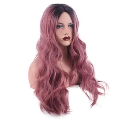Women′ S Pink Wig Long Fluffy Curly Wavy Hair Wigs for Girl