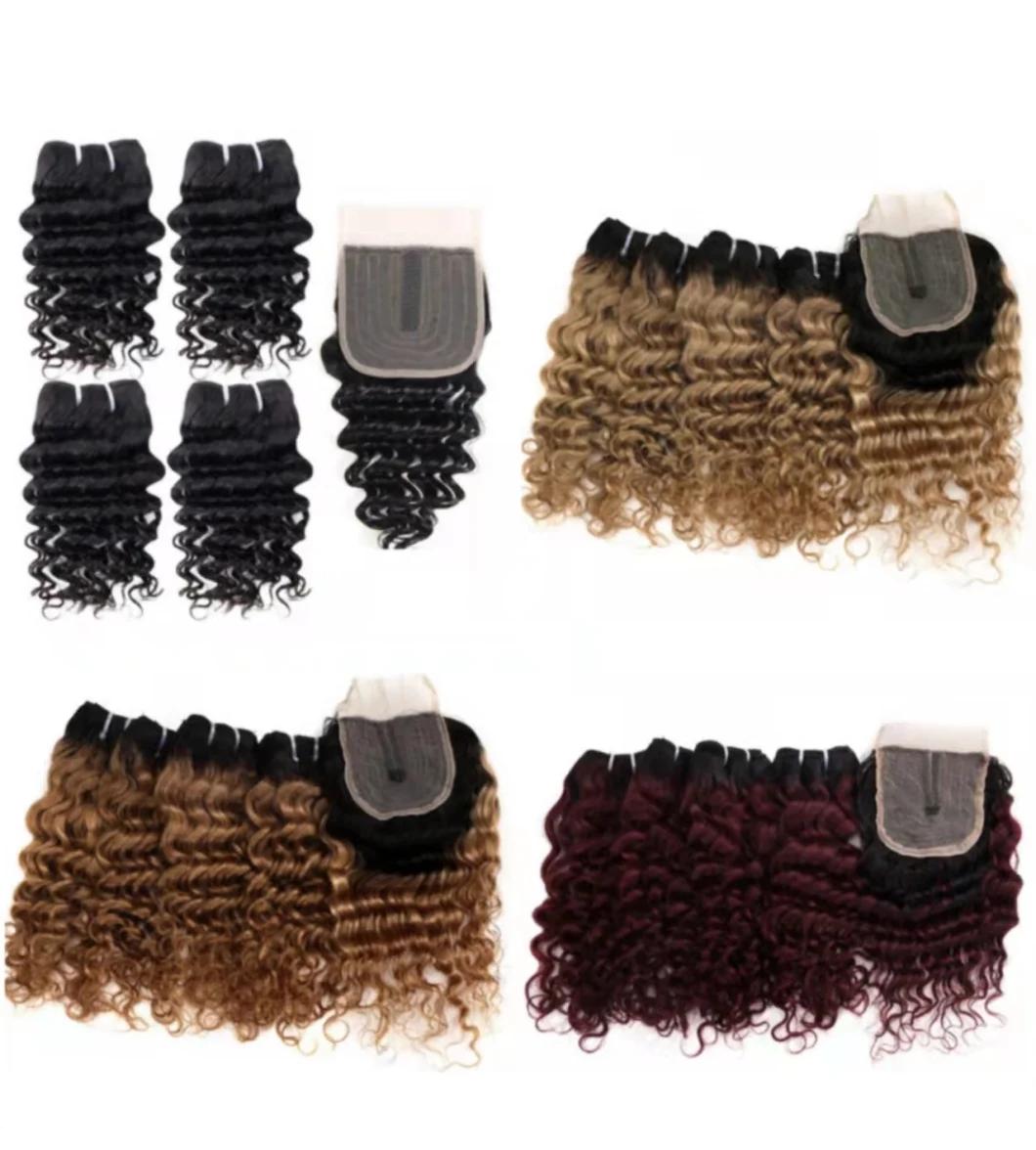 Brazilian Hair 4 Bundles with Lace Closures Pack Deal