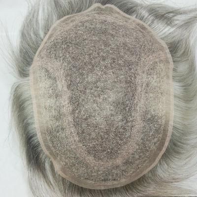 Invisible French Lace with Durable 1 Inch Mono Lace Back Natural Toupee