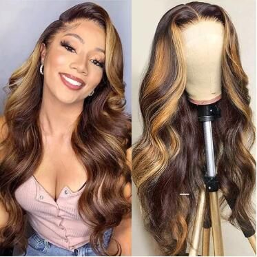 High Quality P4/27 Omber 100% Human Hair High Light 13*4 Lace Front Wig for Black Women