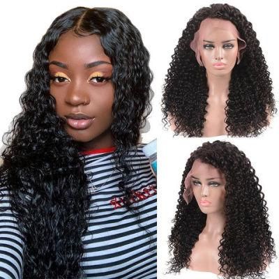 Free Sample Unprocessed Virgin Brazilian Human Hair Deep Wave 13*4 Lace Front Wig for Black Women