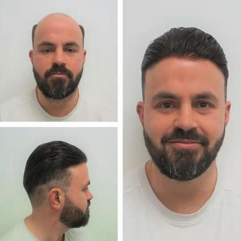 Kbeth Lace Toupees for Cool Men Human Hair Pieces Repalcement System Custom Logo Accept Good Quality Short Straight Hair Toupee Ready to Ship