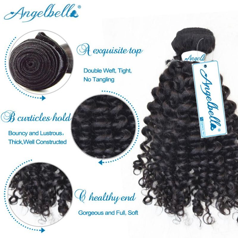 Angelbella 100% Human Hair Bundles with Brazilian Kinky Curl Hair Extensions Wefts