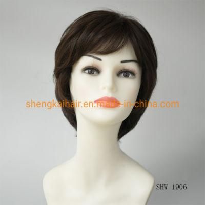 Wholesale Good Quality Handtied Human Hair Synthetic Mix Medical Hair Wig for Women 545