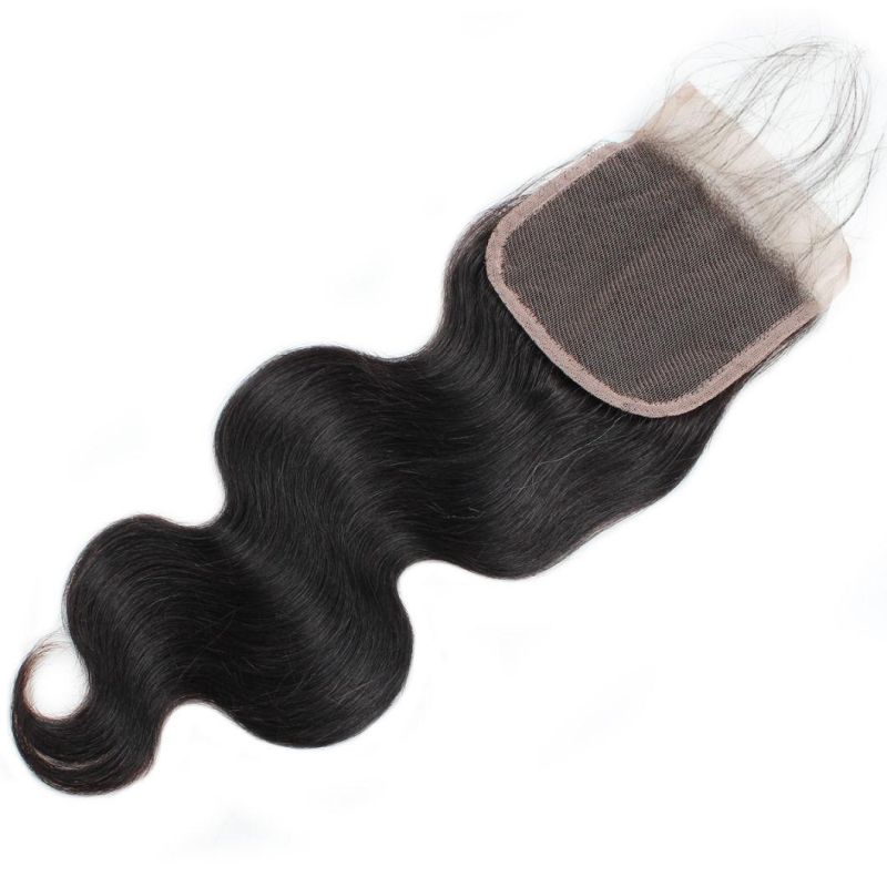 7A Virgin 4*4 Non-Remy Lace Frontal Closure Body Wave Hair Weave #Black