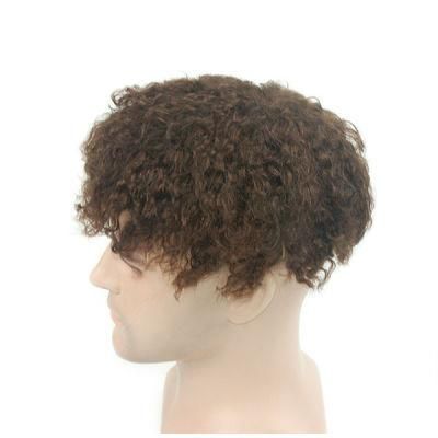 Ljc1561: Super Thin Skin with 1&quot; Lace Front Small Curly Human Hair Replacement System