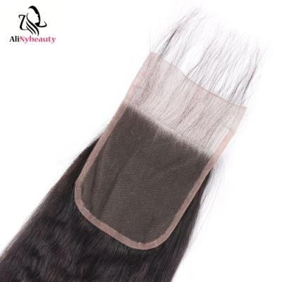 Alinybeauty Kinky Straight Virgin Brazilian Hair Closure